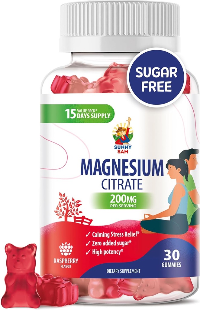 Magnesium Gummies for barn og voksne - 200 mg - Rolig Magnesium Chews - Magnesium Citrate Chewable Supplement for Mood & Muscle Support