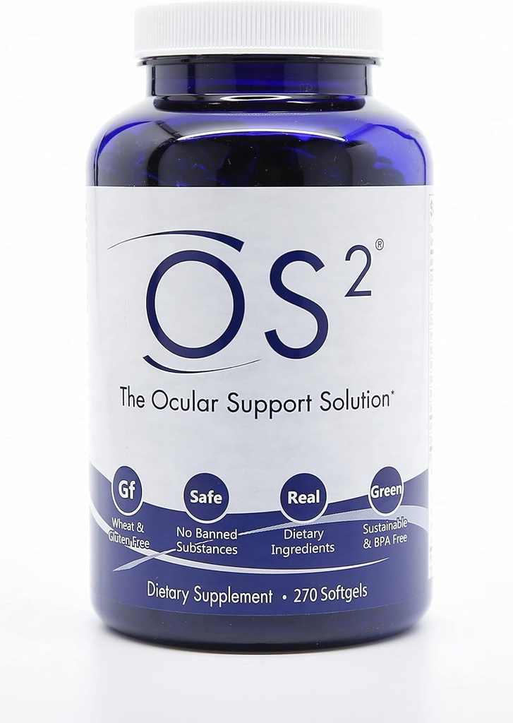 OS2 Ocular Support Solution - 270Ct, Patented Eye vitamins w AREDS2, VIT A, C, sink, Omega-3, Lutein og Zeaxanthin, for Macular Health, Tørr Øye, Blått lys og natt Visjon Supplement