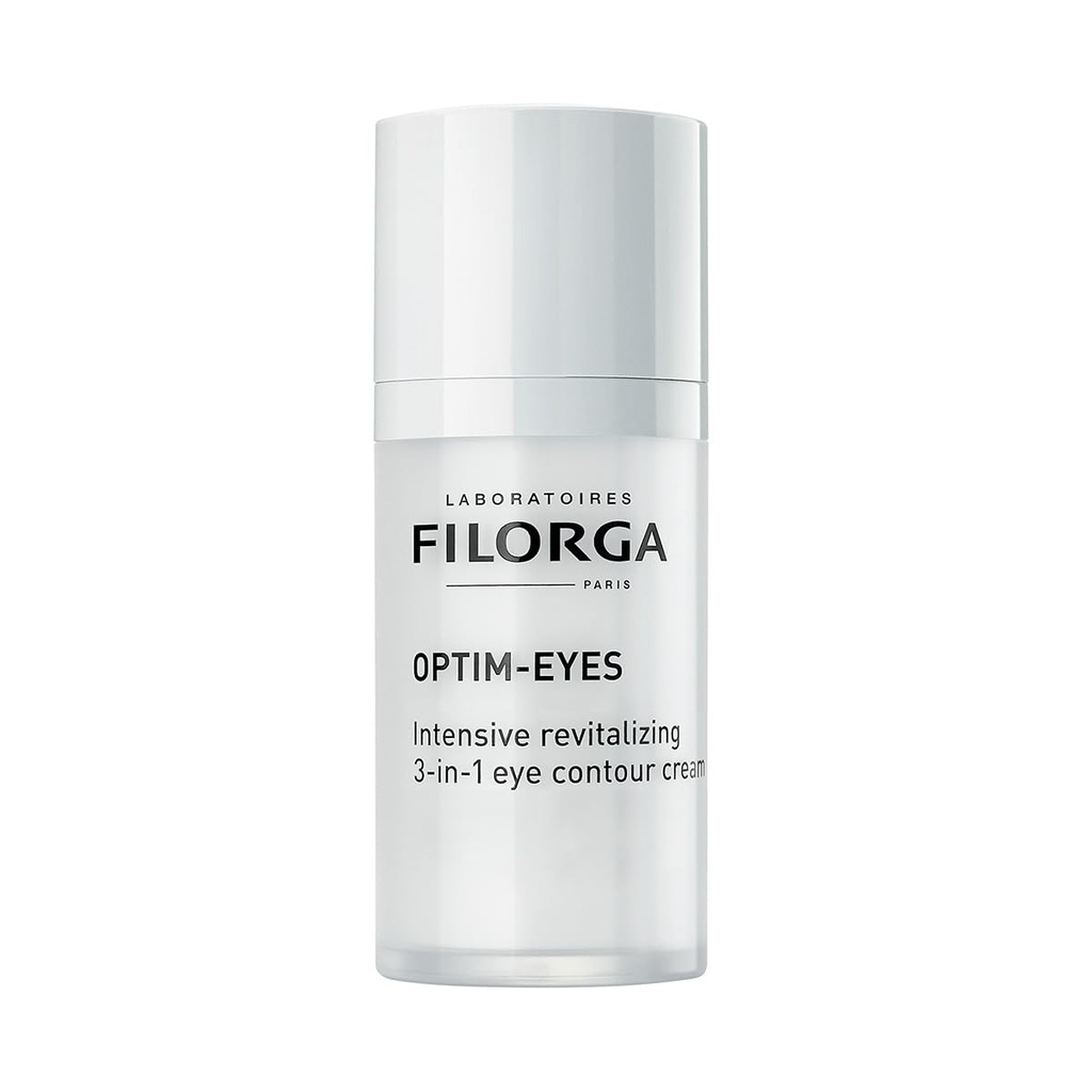 Filorga Optim-Eyes Øyekrem, revitaliserende 3-i-1 hudbehandling for rask reduksjon av mørke sirkler, krukker og puffiness rundt øynene, 0,5 fl oz.
