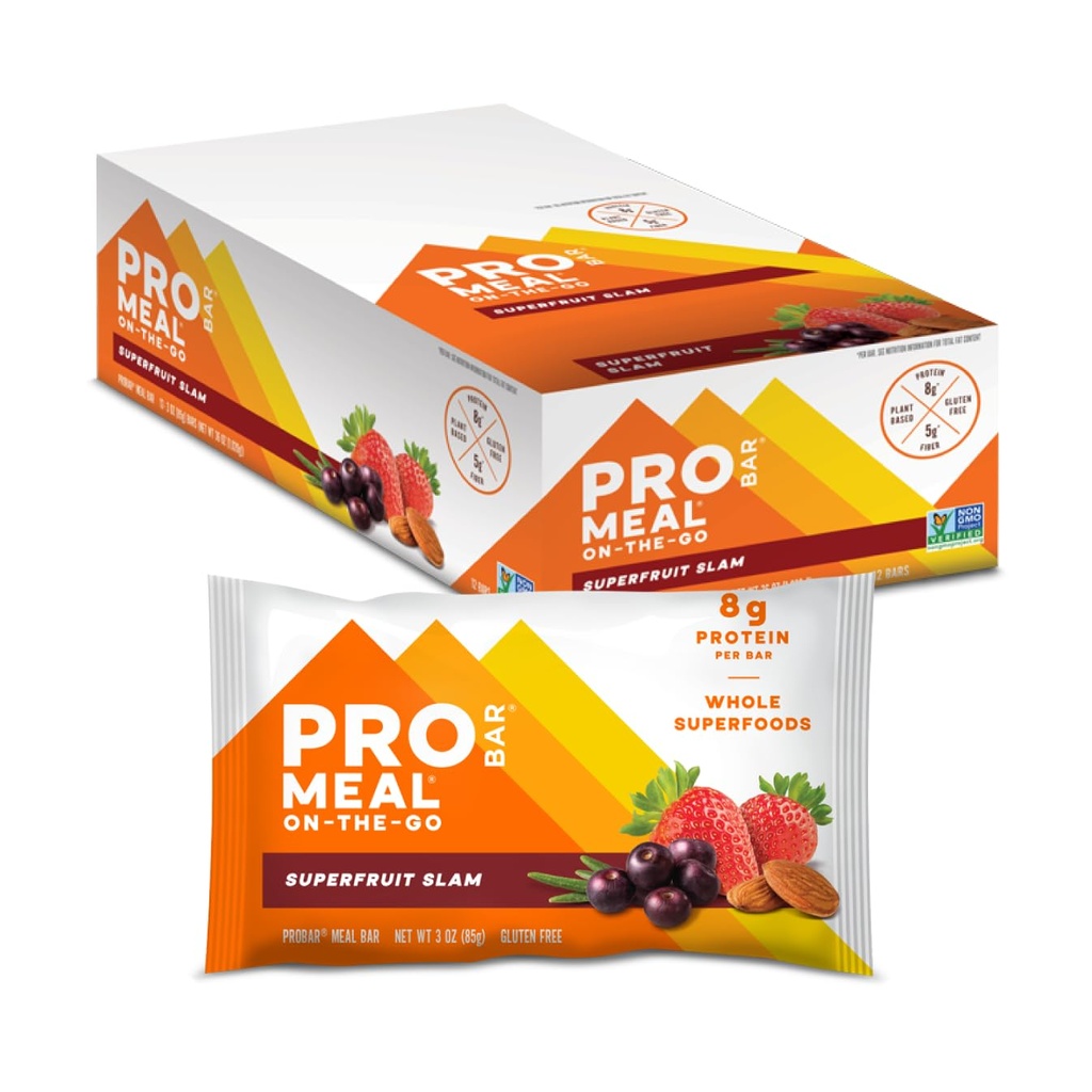PROBAR - MEAL Bar, Superfrukt Slam, Ikke-GMO, Glutenfri, sunn, plantebasert, Helfôr ingredienser, Naturlig energi (12 greve)