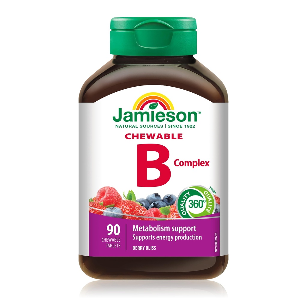 Jamieson Delicious Chewable formel B kompleks Berry Bliss 90 tabletter