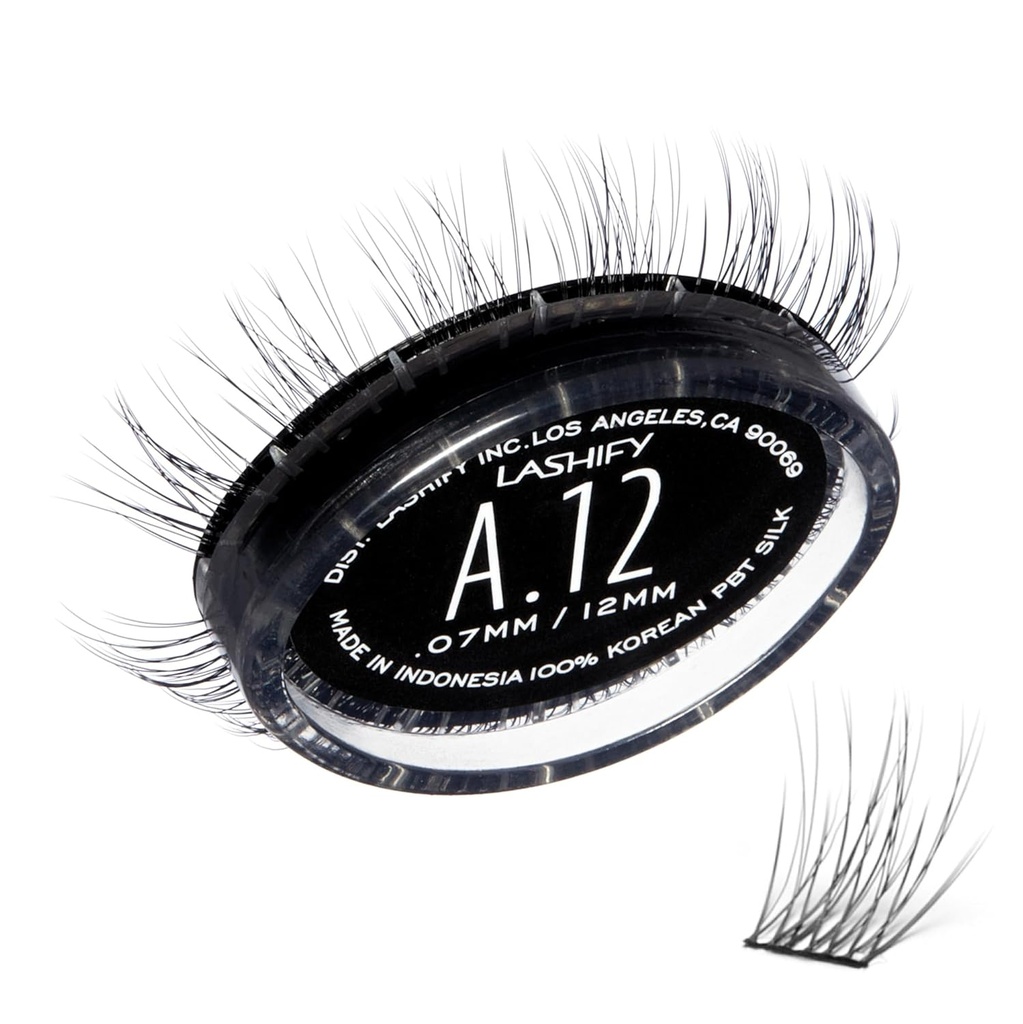 Lashify forsterke 12mm GossamerDIY Eyelash forlengelser fylle, svart, enkle falske øyenvipper for et naturlig utseende