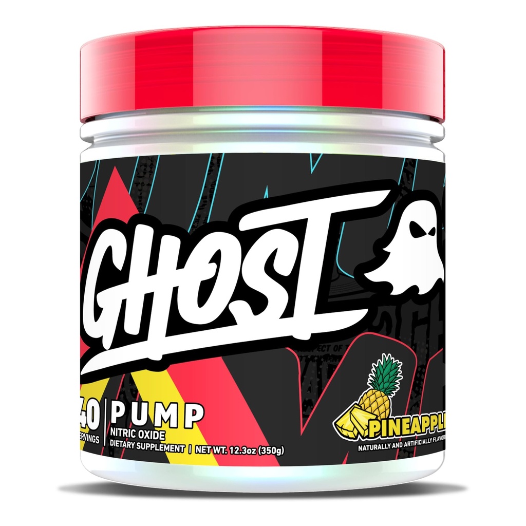 GHOST Pump Nitric Oxid pulver, Pineapple - 40 Serveringer - Sukker-fri og stimul-fri pre-workout kosttilskudd - L-Citrulline, Arginine Nitrat & L-Glutatione - Soja & Glutenfri, Vegan