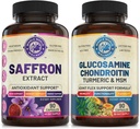 Pure Saffron Ekstrakt & Avansert felles støtte Bundle (En flaske hver). Støtter humør, energiforsterkning, metabolsk funksjon og felles helse. USA laget.