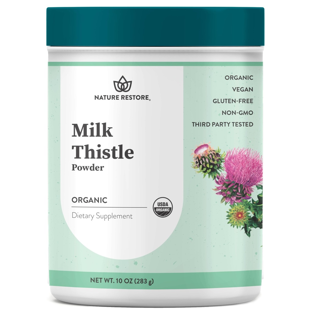 Naturgjenoppretting USDA Certified Organic Milk Thistle Seed Powder, 10 Ounces, pakket i California