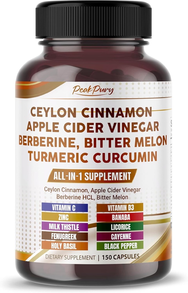 Ceylon Cinnamon Apple Cider Vinegar Berberine Bitter Melon - laget i USA