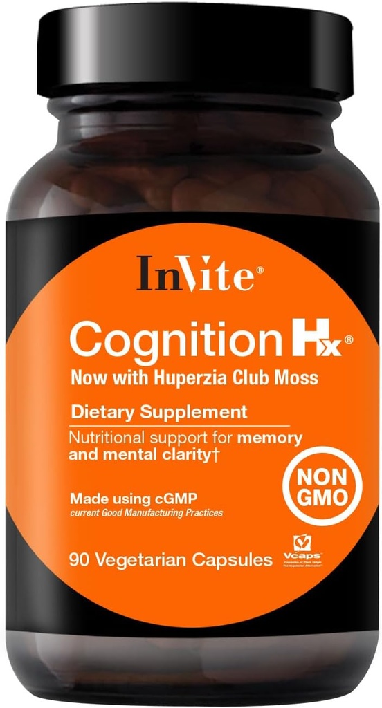 Inviter Helse Kognisjon Hx® - støtter hjernefunksjoner som mental energi, varsling, minne, fokus - med Fosfatidyserin, ALCAR + NADH, Ginkgo Biloba, Huperzia Serrata - 90 kapsler