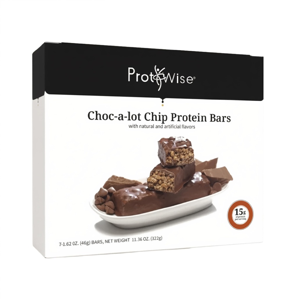 Protiwise – Choc-A-Lot-Chip høyprotein 15g Bar | 7/Box | Vekttap, Diett, Ketovennlig, Hungerkontroll, Måltid Erstatning | Glutenfri, Lavt fett, Lavt sukker