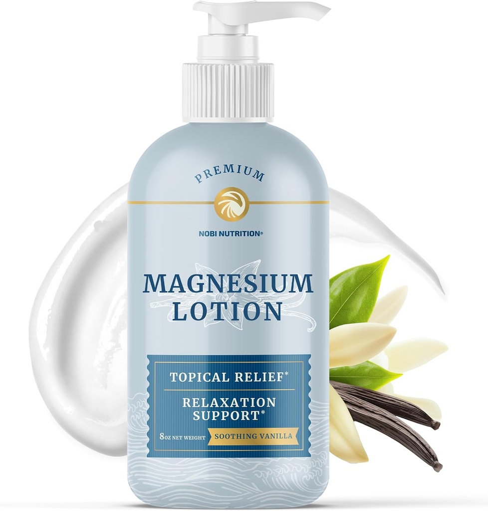 Magnesium Lotion til å lindre muskel cramps & Soreness | beroligende og gjenoppretting støtte, Muskelavslapning | Topisk Magnesium Krem for ben | Maksimal absorpsjon | med Shea Butter | 8 fl oz.