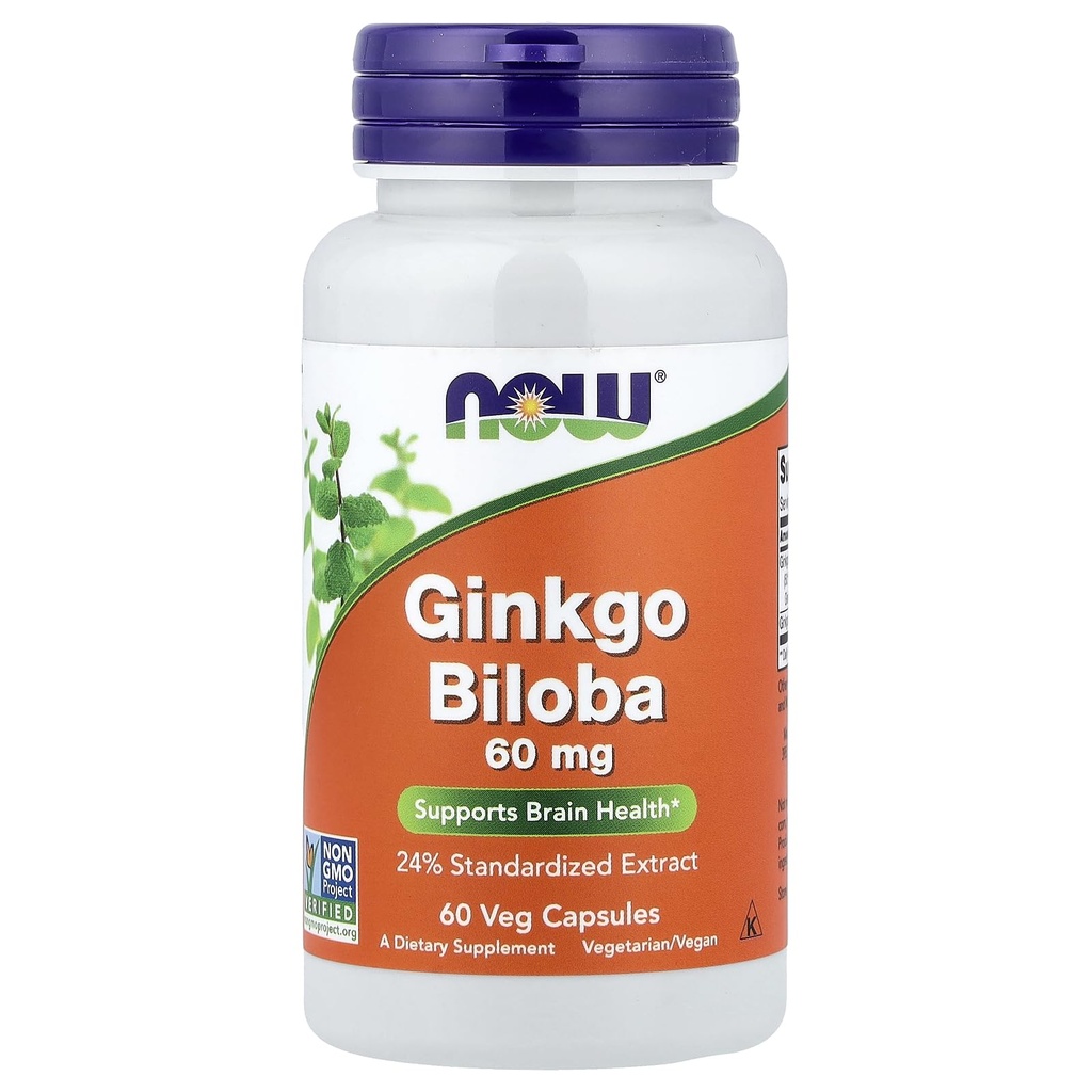 Nå Matvarer Ginkgo Biloba 60 mg 24% Ekstrakt, 60 kapsler
