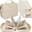 Reise smykker Organizer saken,Jewelry vesker smykker lagringsbok Binder med Clear Zipper Velvet Pouch for reise, øredobber, ringer, halskjede, armbånd (hvite)