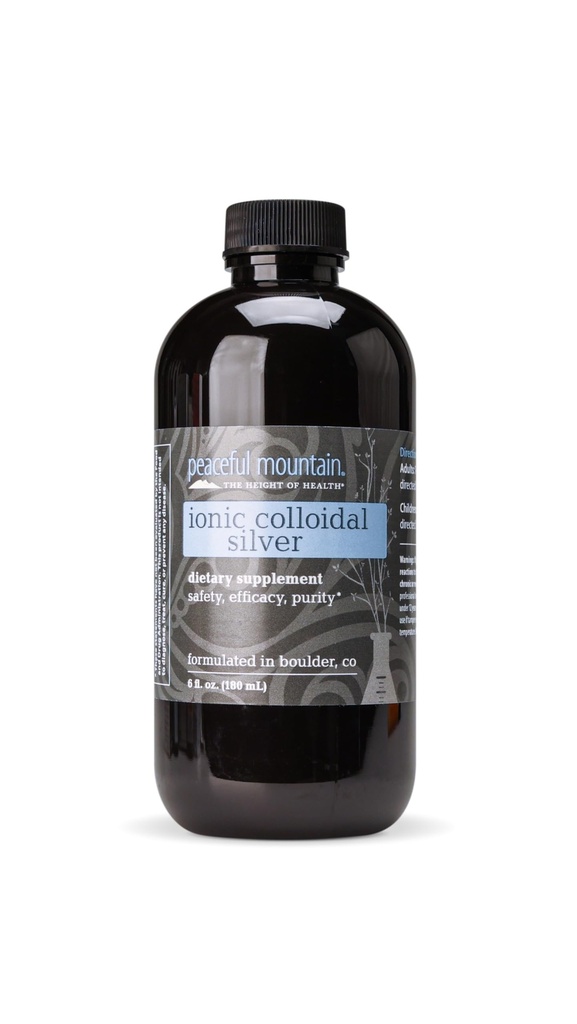 Fredelig fjell Ionic Colloidal Silver - Naturlig sølv Supplement for immunsystemstøtte - 6oz