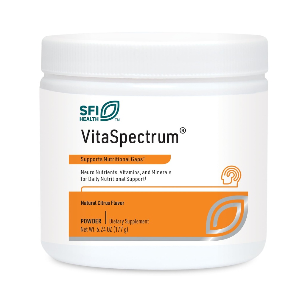 Klaire Labs SFI Helse VitaSpectrum pulver for barn - Daglig barne multivitamin / mineral med 23 essensielle næringsstoffer - Citrus Flavor - Ingen kobber, jern, gluten eller Casein (30 serveringer, 171 gram)