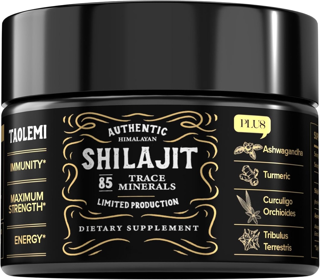 Shilajit ren Himalayan Organic, 49g Jar Naturlig Shilajit Resin for menn og kvinner, 85+ Spor Mineraler og fulvsyre, ren Himalayan ekstrakt, naturlig energi og vitalitetsforsterker, 62,5 Ser