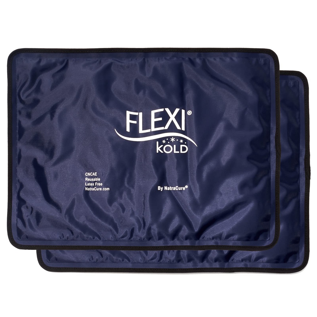 2 FleksiKold Gel Ice Packs (Standard Large: 10.5" x 14.5") - Reusable kald pakke for skadeskader, for ryggsmerter lindring, migraine relief pad, etter kirurgi, postpartum, hodepine, skulder - 6300-KOLD 2PK