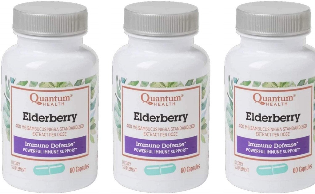 Kvantehelse, Elderberry ekstrakt Capsule, 60-talls pakker (pakke med 3)
