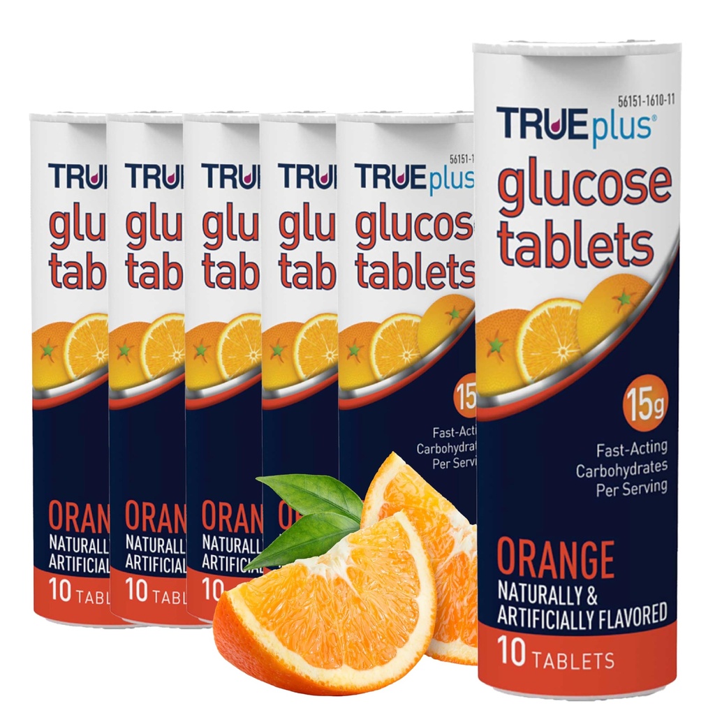 TRUEPlus Glucose Tabletter, Orange Flavor - 6X 10ct Rør