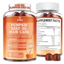 Pumpkin Seed Oil Gummies, 3500mg Per Serving, Cold Pressed, med Sag Palmetto, Rosemary Leaf, Sink, Hydrolysert kollagen Peptider, Pumpkin Seed Olje for hårvekst, Vegan, 60 greve