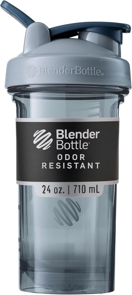 BlenderBottle Shaker Flaske Pro Series Perfekt for proteinshake og pre trening, 24-Ounce, helfarget grå