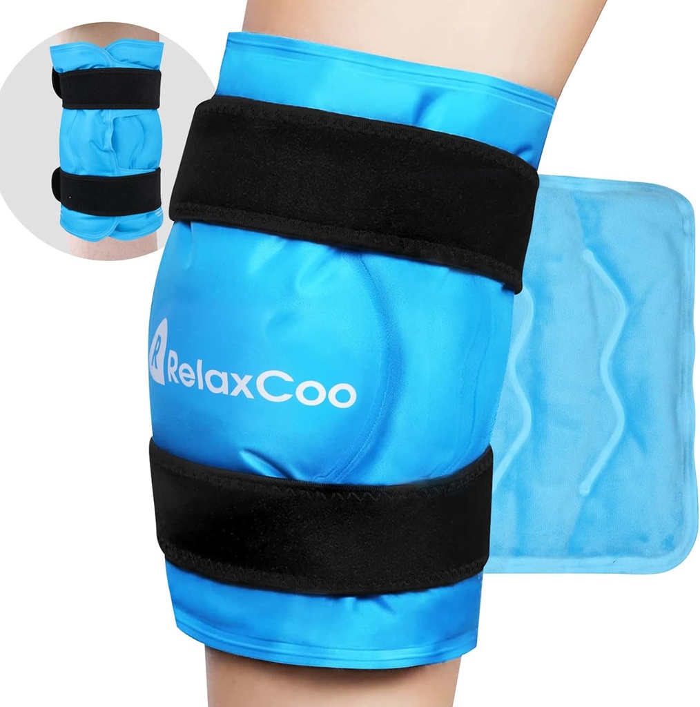 XXL Knee Ice Pack Wrap, Reusable Cold Pack for Knee Skade Smerte og heve Relief