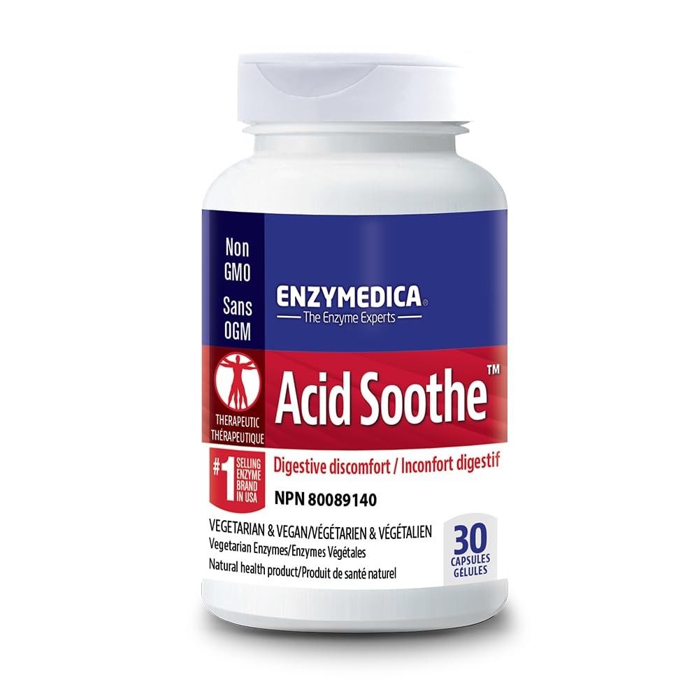 Enzymedica, Acid Soothe, Støtte for anledninger Heartburn, 3-i-1 Formula med enzymer og beroligende urter, 30 greve