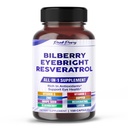 All-in-1 Bilbær Eyebright Astaxanthin Elderbær Resveratrol Supplement - rik på antioksidanter og støtter øyehelse - laget i USA - 150 kapsler