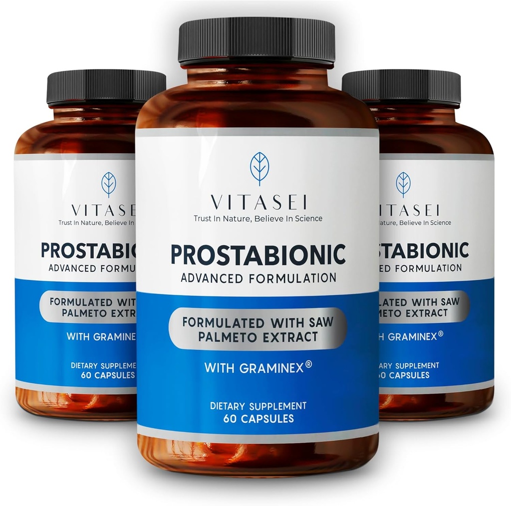 VITASEI prostabionic med Graminex, så Palmetto, Pygeum Africanum - Blader Control og prostata Supplements for menn - 60 kapsler (pakke med 3)