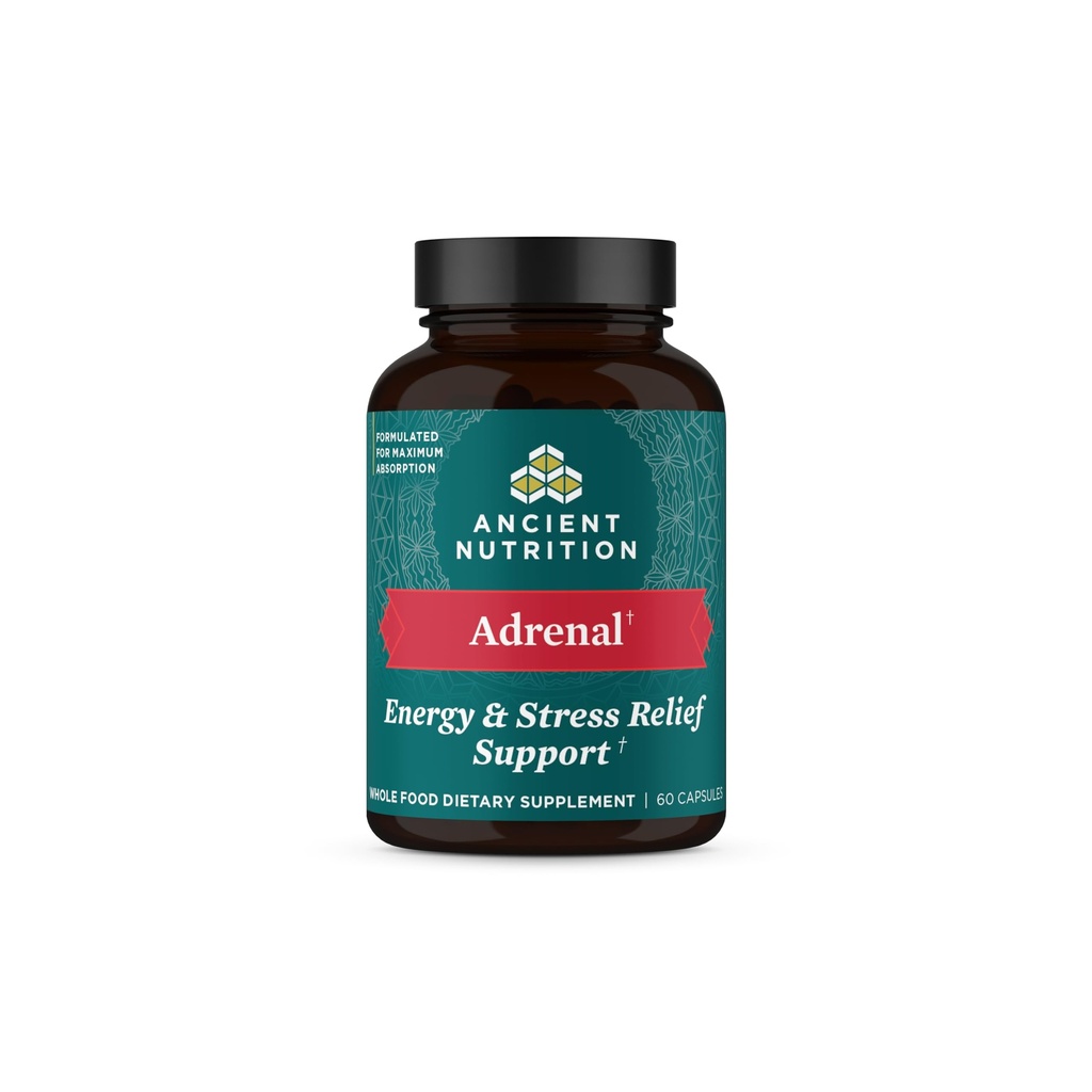Gamle Ernæring Adrenal støtte med Ashwagandha Supplement, hjelper redusere stress og tretthet, Paleo og keto vennlig, Glutenfri, 1300 mg, 60 kapsler