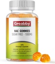 NAC Gummies Sukkerfri, N Acetyl Cysteine NAC Supplement 1000mg for antioksidanter, Lunge og lever helse, Immunstøtte, Vegan orange Flavor,60ct