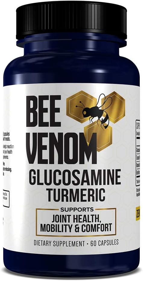 GenRestore: Bee Venom Dietary Supplement - Glucosamine Turmeric Blend, forbedrer felles helse, mobilitet og komfort Supplement - Ekstra styrke piller - naturlig helse kompleks – 60 kapsler (1)