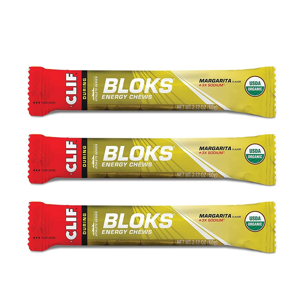 CLIF BLOKS - Energi Chews - Margarita med salt 3X Natrium for tilsatt Electrolytes-Non-GMO - Plant basert mat - Rask brensel for sykling og utkjøring Workout Snack (2,1 Ounce Packet, 3 greve)