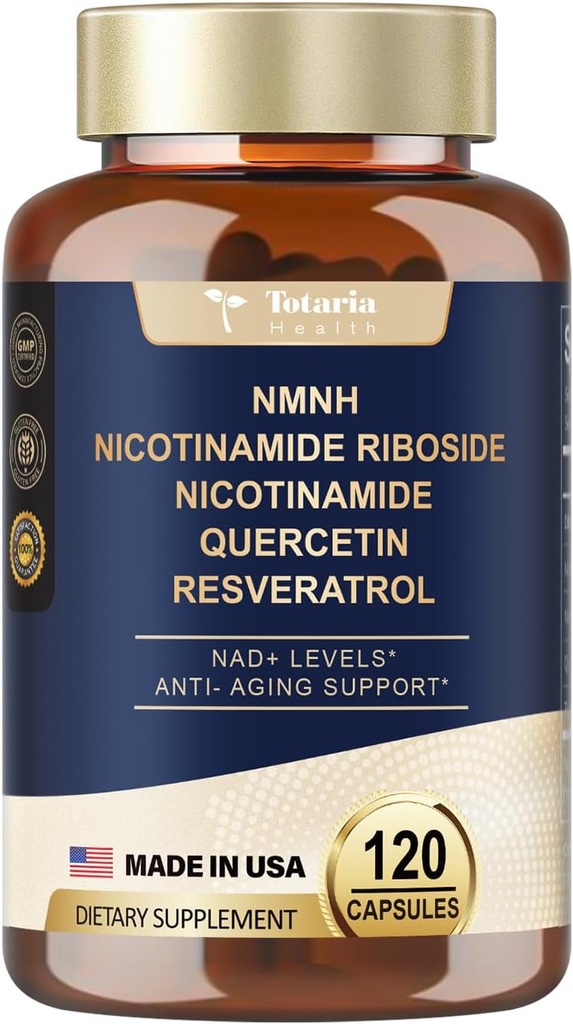 Totaria (1 pakke) NMNH (Dihydronotinamid Mononukleotid) Supplement v/Niacinamid (Vitamin B3), Trans-Resveratrol, for antialdring, energi, fokus