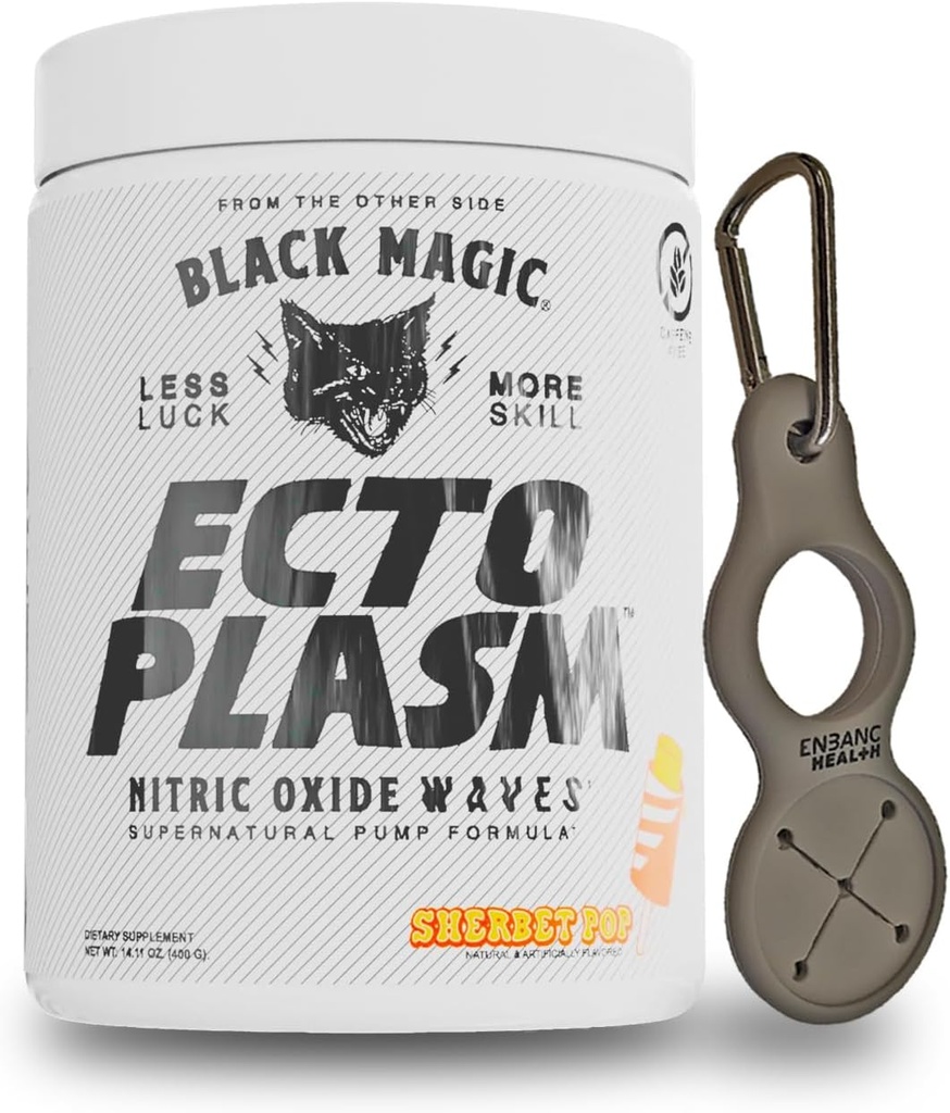Black Magic Ecto Plasm - Sherbet Pop - Håndlaget pumpe tenner, økt Hydration & vascularity (400g, 20 Scoops) med Enbanc Health Keychain