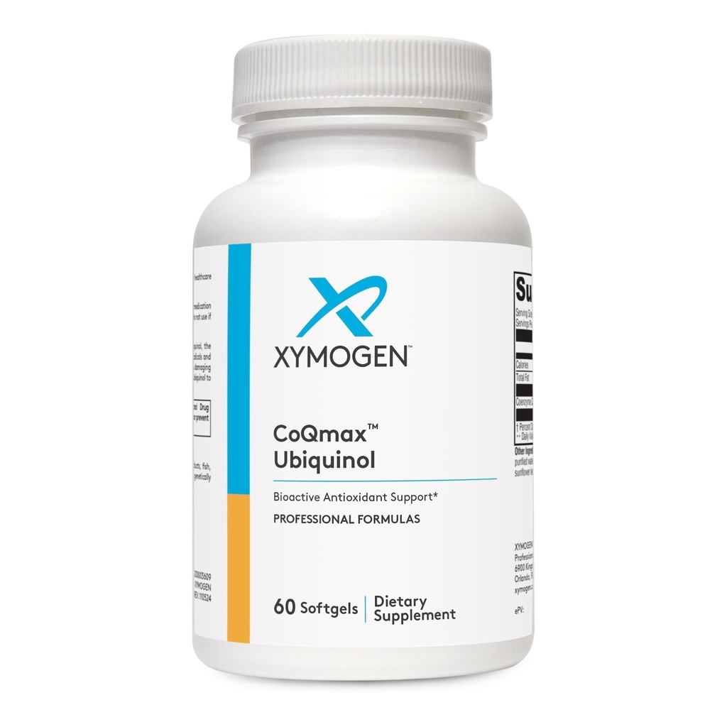 XYMOGEN CoQmax 200mg CoQ10 ubiquinol - Patentert, Stabilisert Form - Koenzym Q10 for antioksidant, Kognitiv + hjerte helsestøtte (60 Softgels)