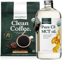 Natural Force Dark Roast Clean Coffee + Økologisk ren C8 MCT Olje Bundle – 100% C8 MCT & Mold & Mycotoxin Gratis kaffe – Ikke-GMO, Keto, Paleo, og Vegan - 12 Oz og 32 Oz