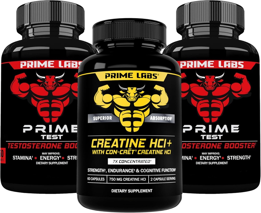 Prime Labs Prime Test (2-Pack) + Kreatin HCl Kapsler (60 Count)