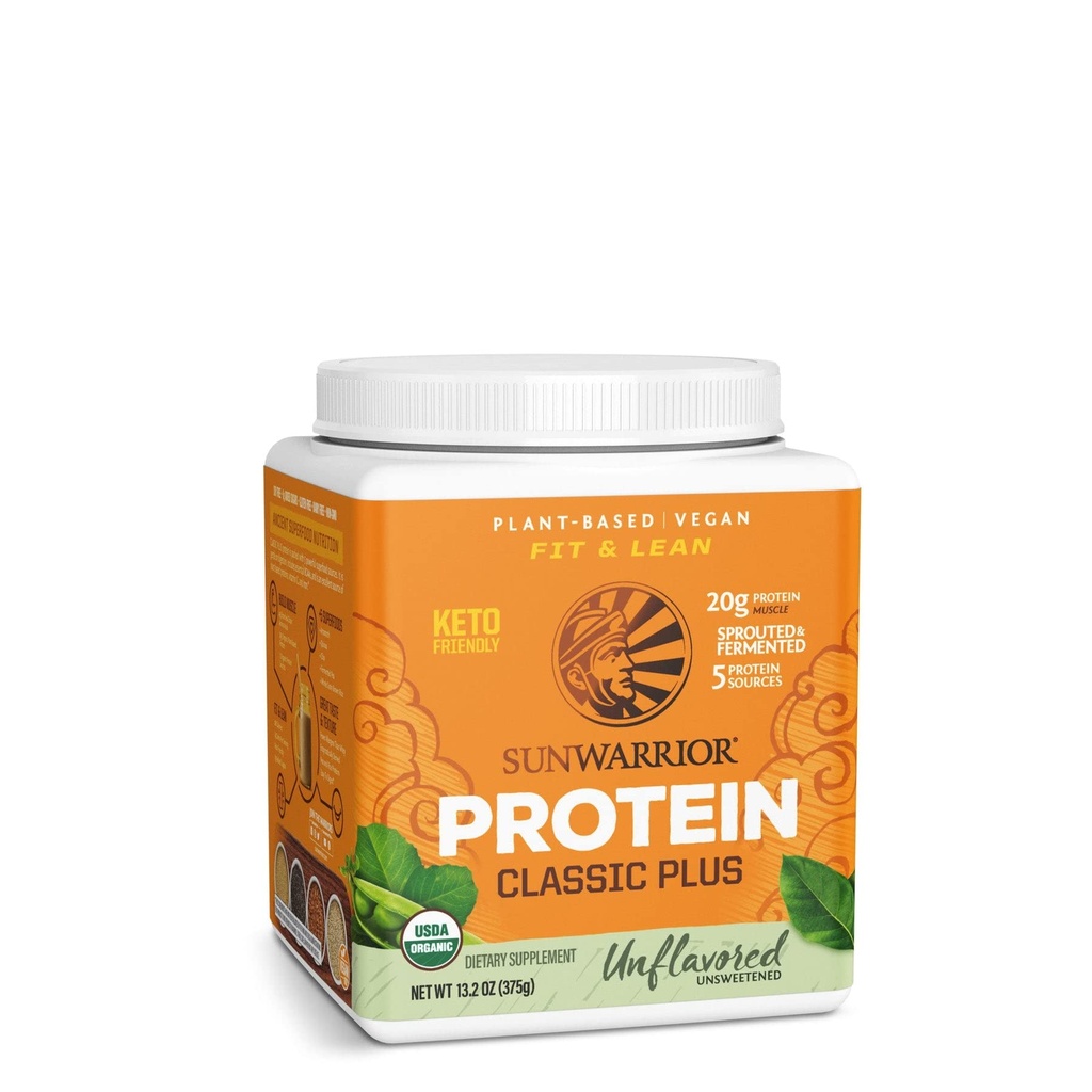 Rent vegansk proteinpulver uslavorert ® Organisk protein pulver Plante Basert formel med 5 Superfood blanding sprouted og fermentert ® Ikke-GMO Lav carb Soya Dairy & Glutenfri (Uslavored, 15 Services)