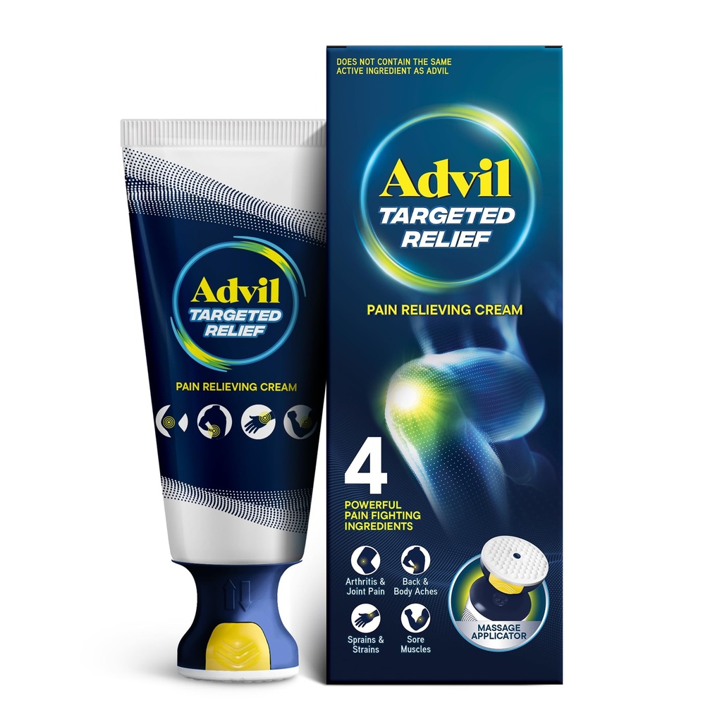 Advil målrettet lindring smertestillende krem med Massasje Applicator, opptil 8 timers kraftig relief av mindre ledsmerter, leddsmerter, nedre ryggsmerter og muskelsmerter, 2,5 oz