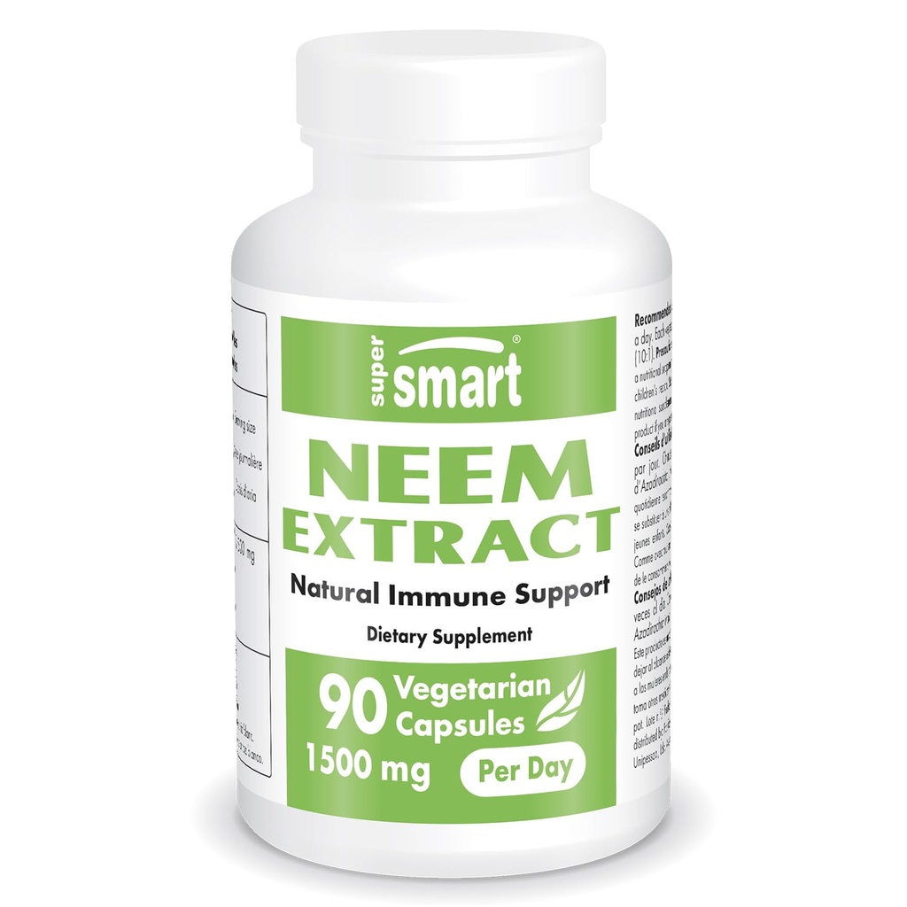 Supersmart - Neem Extract 1500mg per dag - Azadirachta Indica Leaf Oil Extract - Neem Supplement ikke-GMO & Glutenfri - 90 Vegetariske kapsler