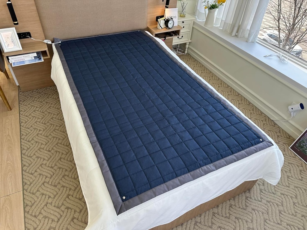 Grounding Queen Mat-Stainless stål stoff, 59x79 tommer (Navy)