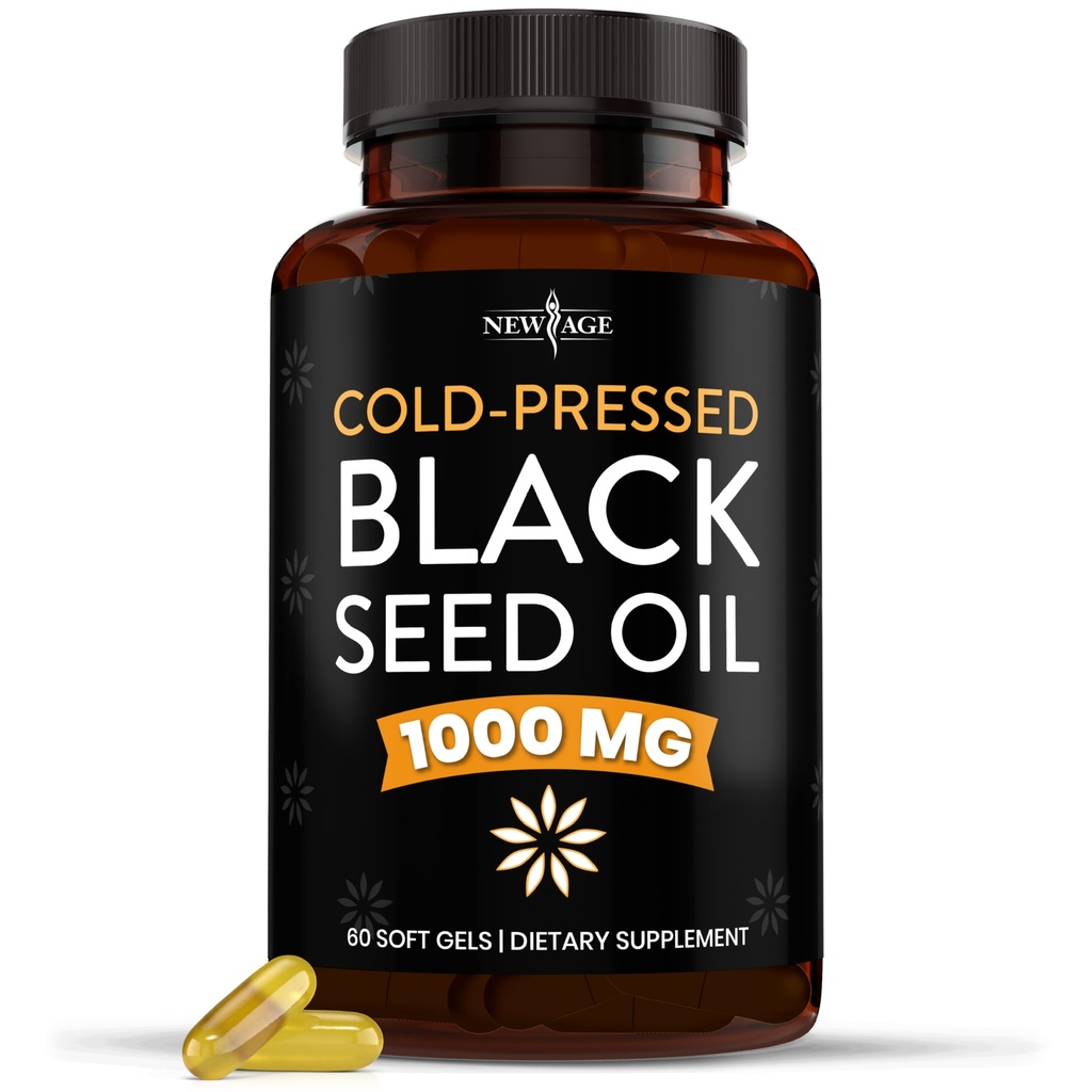 NEW GE Svart Seed Oil Softgel Kapsler - Premium kaldpresset Nigella Sativa Produserende ren svart cumin Seed Oil - Ikke-GMO & Vegetarisk (60 Softgels)