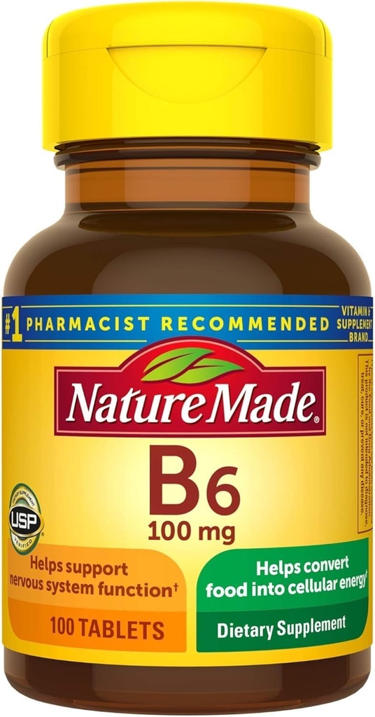 Naturlaget vitamin B-6 100 mg tabletter 100 ea (pakke med 4)