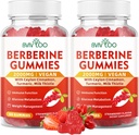 2 Pakker Berberine Gummies,Sugar Gratis 2000mg høy potens Berberine HCI Supplement, Plus Ceylon Cinnamon, Melk Thistle for kvinner og menn, immunsystem og metabolisme støtte - 120 Gummies
