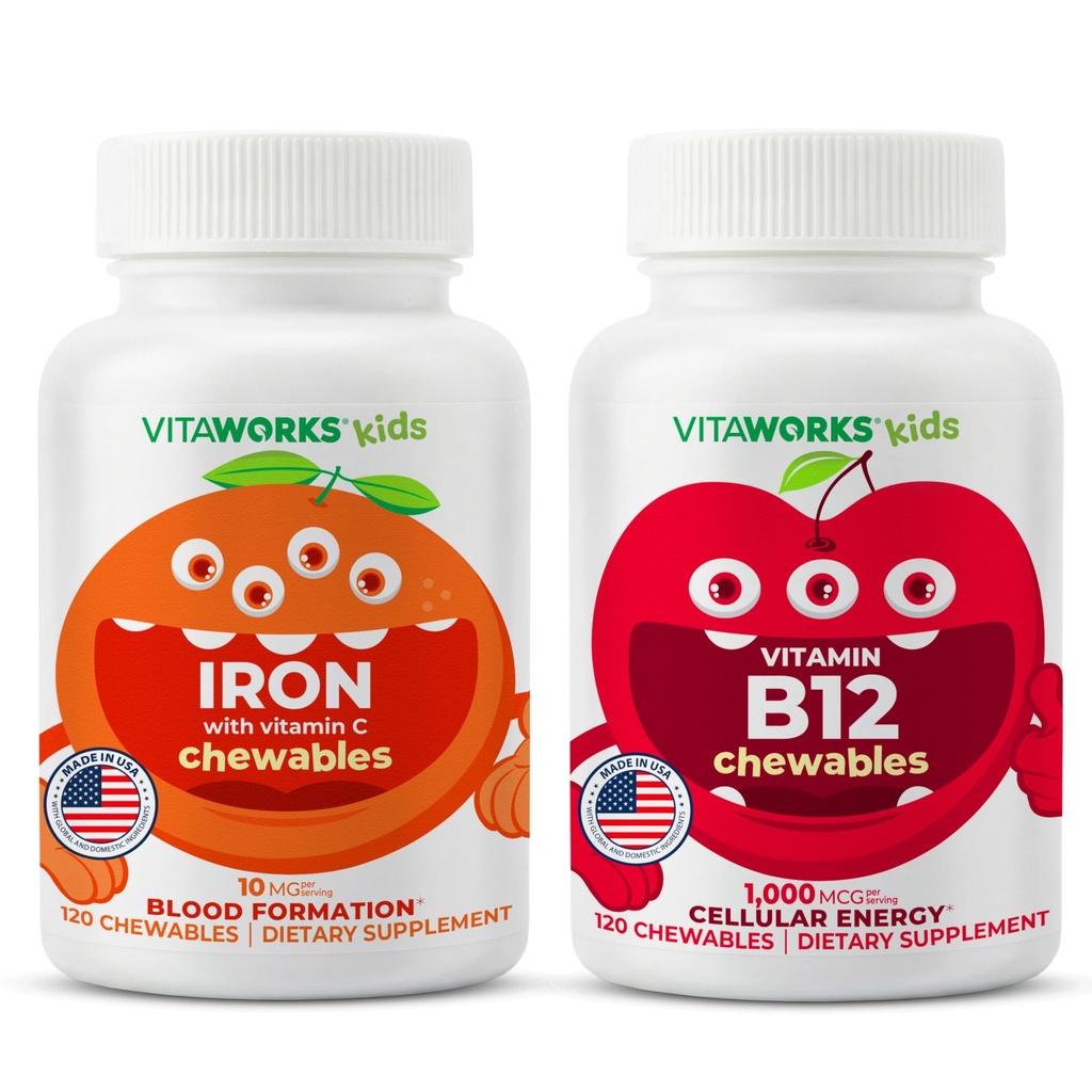 Kids Iron 10 mg + vitamin C Chewables + vitamin B12 Chewables