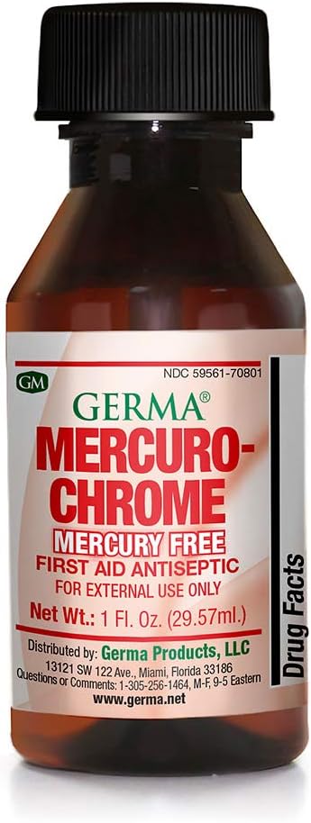 Germa Mercuro-krom Merkur gratis førstehjelp antiseptisk flytende 1 oz