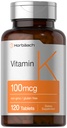 Horbäach Vitamin K Supplement | 100mcg | 120 tabletter | Vegetarisk, ikke-GMO & Glutenfri Supplement