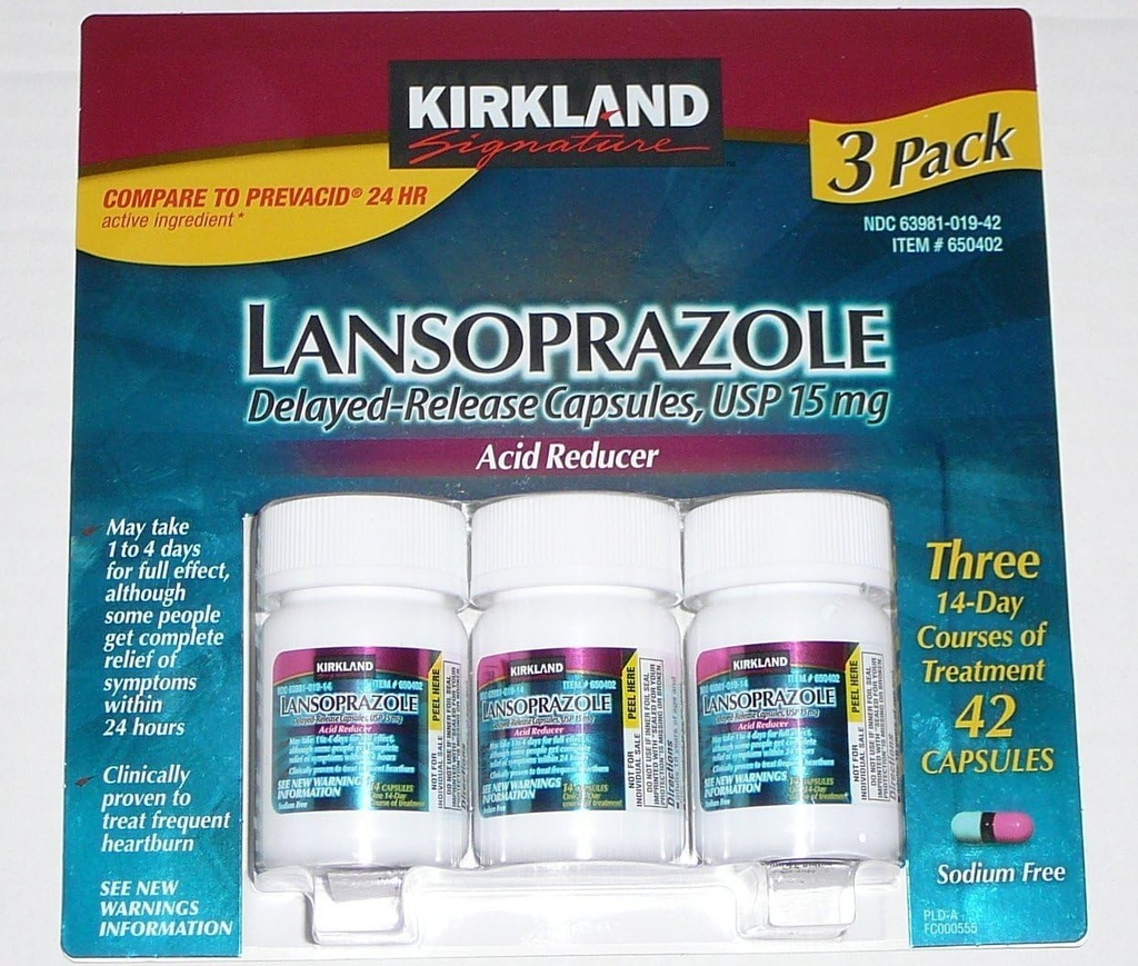Kirkland Signatur Lansoprazol 15 mg. Acid Reducer, 42 kapsler