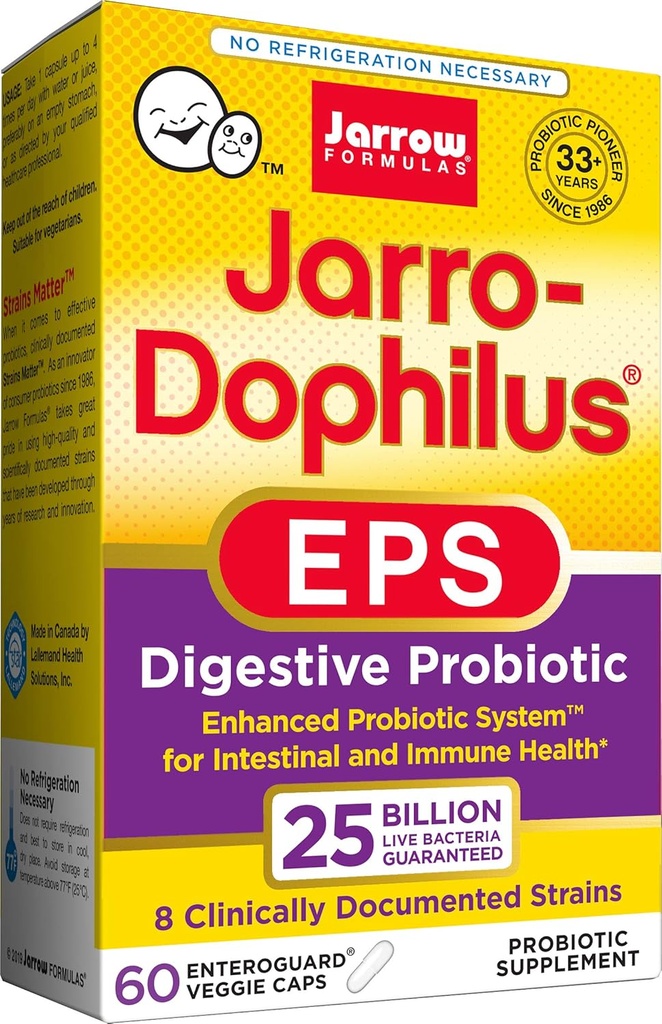 Jarrow Formler Jarro-Dophilus EPS høyere potens, 25 milliarder celler per Veggie kapsler, støtter Gastointestinal helse, 60 greve (Cool Ship, Pakke med 2)