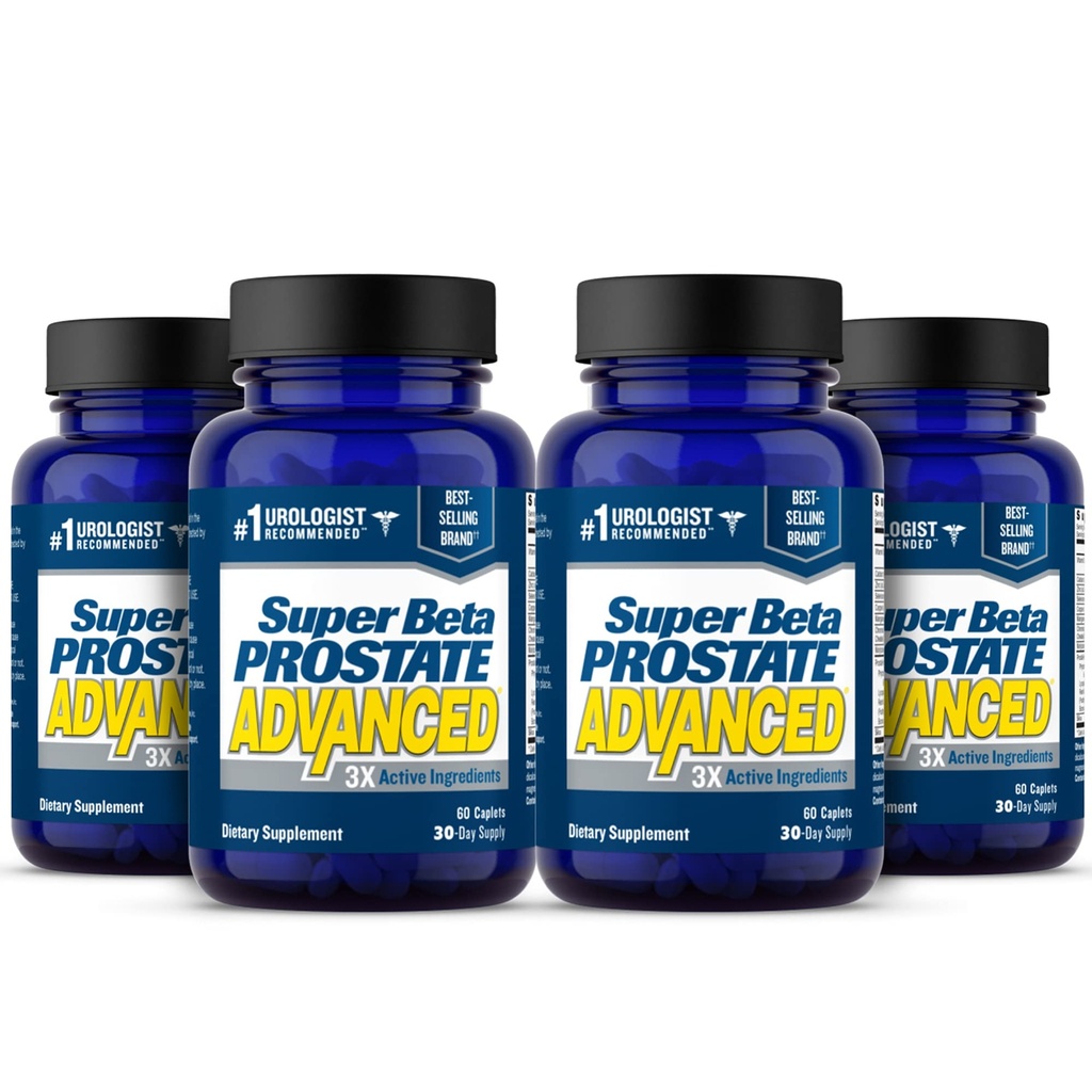 SUPER BETA PROSTATE Advanced - Fremme søvn, støtte blender tømming. Prostata støtte Supplement for menns helse med Beta Sitosterol, ikke så Palmetto. (240 Caplets, 4-Pack)