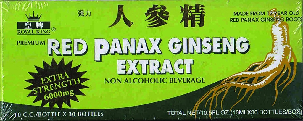 Royal King Rød Panax Ginseng Ekstract 6000mg 10c.c./sett X 30 (pakke med 4)